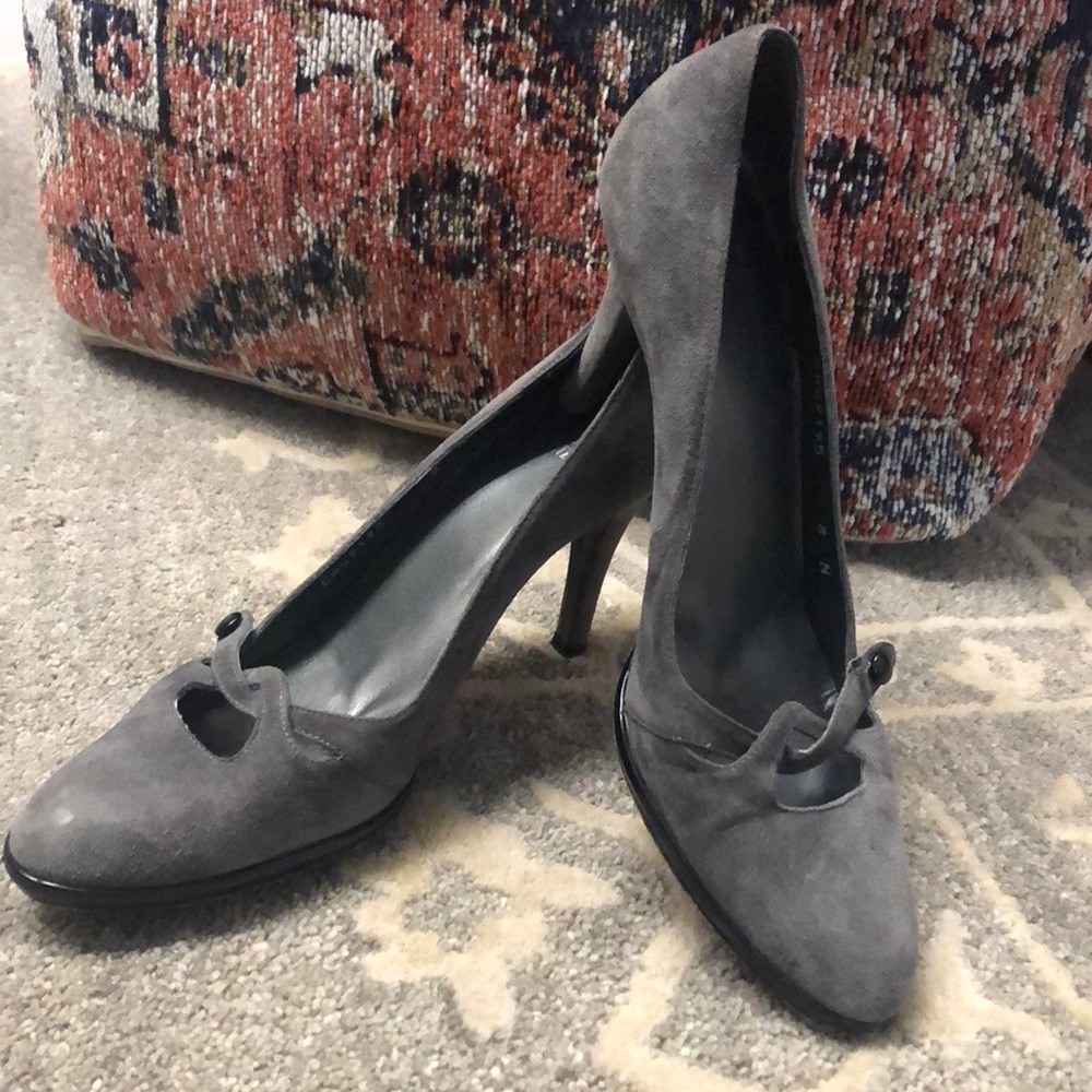 Stuart Weitzman Gray Leather Heels 7.5 - GUC/Used - Picture 1 of 12